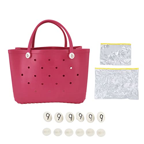 Strandbeutel, einfacher moderner Strandbeutel, waschbare Tasche Eva Material Multifunktion Platz sparen tragbares runde Loch Design Große Handtasche (Rose Red) von HERCHR