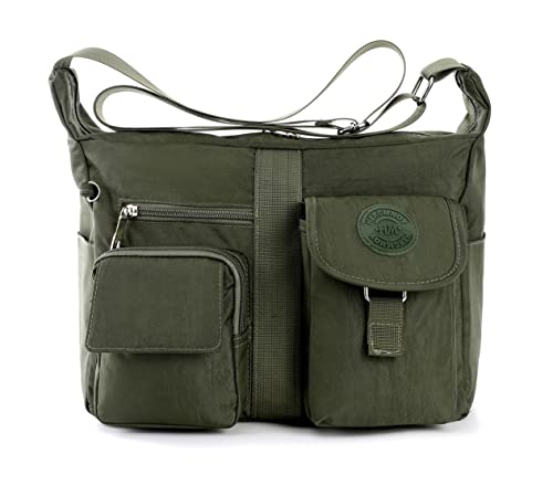 HERCMNOY Crossbody Bag Damen Schultertaschen Multi Pocket Casual Handtasche Reise Messenger Bags, grün, Dimension:11.4 " L x9.8" H x 4.7" D von HERCMNOY