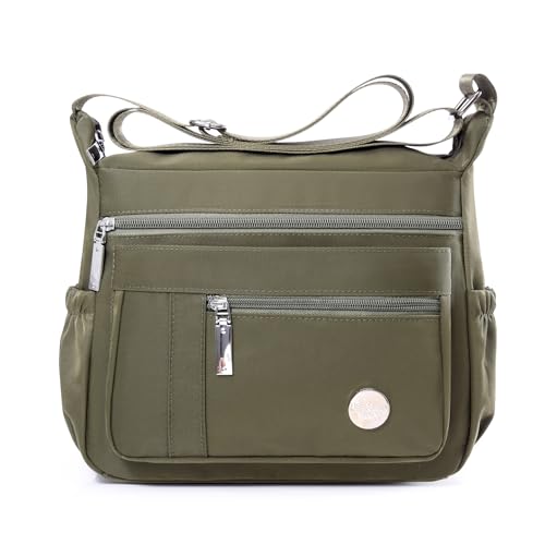 HERCMNOY Crossbody Taschen Für Frauen Umhängetasche Handtasche Mehrere Taschen Tasche Nylon Messenger Geldbörsen, grün, 28cm x 11cm x 22cm von HERCMNOY