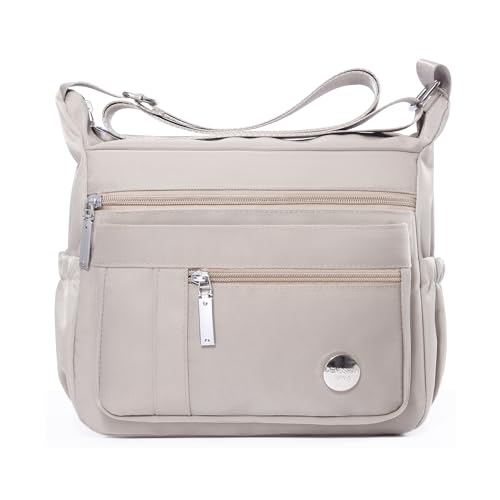 HERCMNOY Crossbody Taschen Für Frauen Umhängetasche Handtasche Mehrere Taschen Tasche Nylon Messenger Geldbörsen, khaki, 28cm x 11cm x 22cm von HERCMNOY