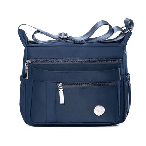 HERCMNOY Crossbody Taschen Für Frauen Umhängetasche Handtasche Mehrere Taschen Tasche Nylon Messenger Geldbörsen, navy, 28cm x 11cm x 22cm von HERCMNOY