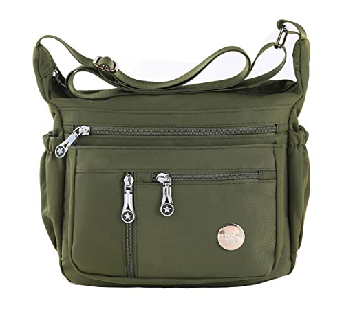 HERCMNOY Frauen Crossbody Taschen Umhängetasche Handtasche Mehrere Taschen Tasche Nylon Messenger Geldbörsen, grün, Exterior Dimensions: 11" L x 8.27" H x 4.33" D von HERCMNOY