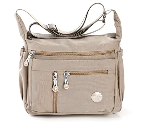 HERCMNOY Frauen Crossbody Taschen Umhängetasche Handtasche Mehrere Taschen Tasche Nylon Messenger Geldbörsen, khaki, Exterior Dimensions: 11" L x 8.27" H x 4.33" D von HERCMNOY