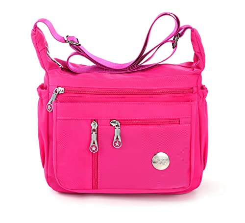 HERCMNOY Frauen Crossbody Taschen Umhängetasche Handtasche Mehrere Taschen Tasche Nylon Messenger Geldbörsen, rosarot, Exterior Dimensions: 11" L x 8.27" H x 4.33" D von HERCMNOY