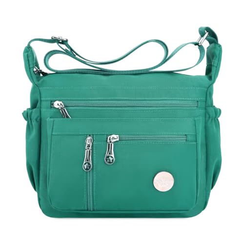 HERCMNOY Damen-Umhängetasche, Umhängetasche, Handtasche, mehrere Taschen, Nylon, Kuriertasche, Cyan Grün, Exterior Dimensions: 11" L x 8.27" H x 4.33" D von HERCMNOY