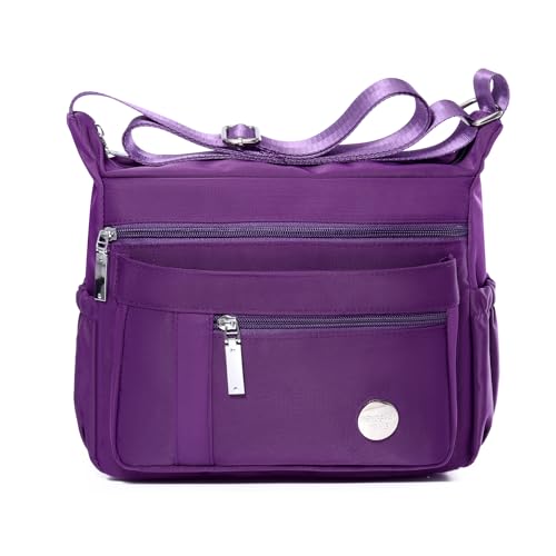 HERCMNOY Umhängetasche für Damen, Umhängetasche, lässige Handtasche, mehrere Taschen, Kuriertasche, Violett von HERCMNOY