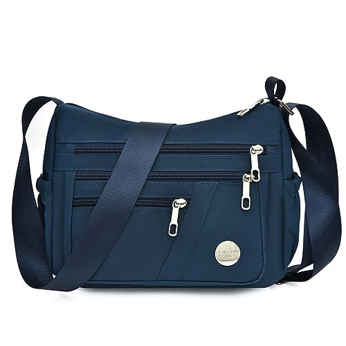 HERCMNOY Umhängetasche für Damen, wasserdicht, Reise-Umhängetasche, Messenger-Nylon-Geldbörse, Handtasche, navy, 28cm*11cm*22cm von HERCMNOY