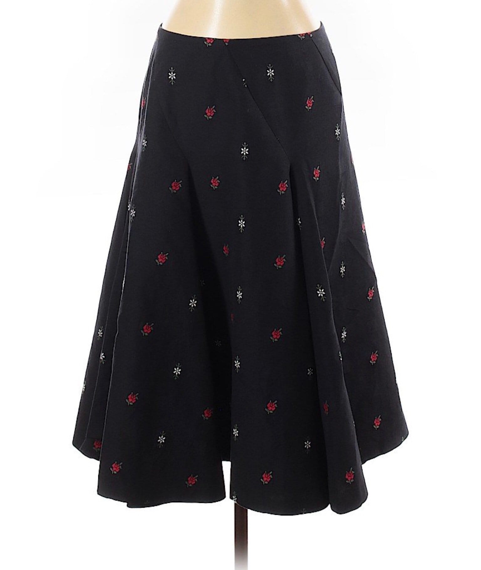 Keita Maruyama Schwarz Bestickter Floral Fit Und Flare Rock von HERCoutureResale