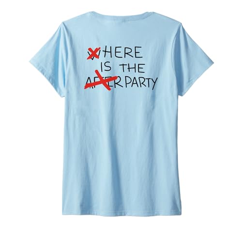 Damen HERE is The Party X Where is The AFTERPARTY - Hot Club. Back T-Shirt mit V-Ausschnitt Damen HERE is The Party X Where is The AFTERPARTY - Hot Club. Back T-Shirt mit V-Ausschnitt von HERE IS THE PARTY X WHERE IS THE AFTER PARTY