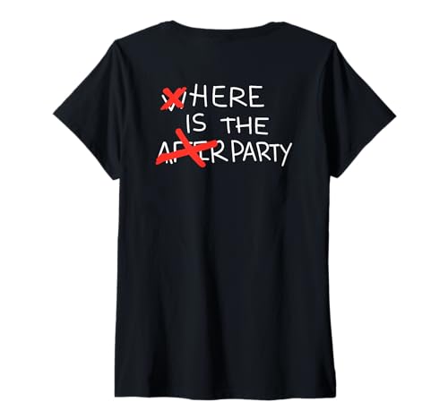Damen HERE is The Party X Where is The AFTERPARTY - Hot Club. Back T-Shirt mit V-Ausschnitt Damen HERE is The Party X Where is The AFTERPARTY - Hot Club. Back T-Shirt mit V-Ausschnitt von HERE IS THE PARTY X WHERE IS THE AFTER PARTY
