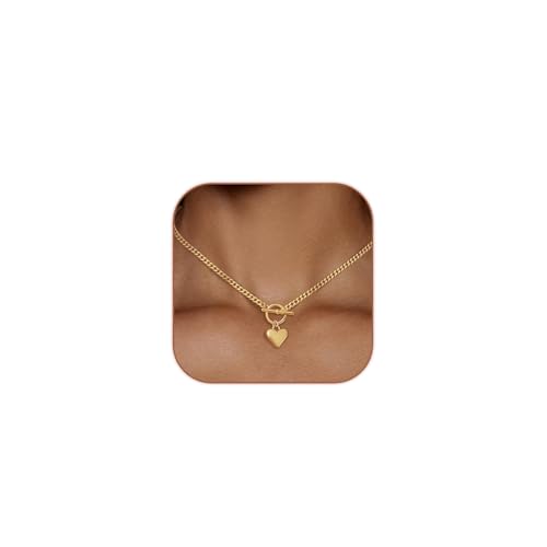 HERIER Süße Herz-Halskette, zierlich, 18 Karat vergoldet, kleiner Herzanhänger, Choker-Halskette, kleines Gold, offene Herzkette für Frauen, einfache Goldkette für Frauen, trendiger Schmuck, Big HERIER Süße Herz-Halskette, zierlich, 18 Karat vergoldet, kleiner Herzanhänger, Choker-Halskette, kleines Gold, offene Herzkette für Frauen, einfache Goldkette für Frauen, trendiger Schmuck, Big von HERIER