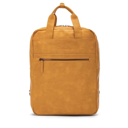 HERLING Herren-/Damen Rucksack CERNAN klassisches Vintage-PU-Leder (Mustard Yellow) von HERLING - research