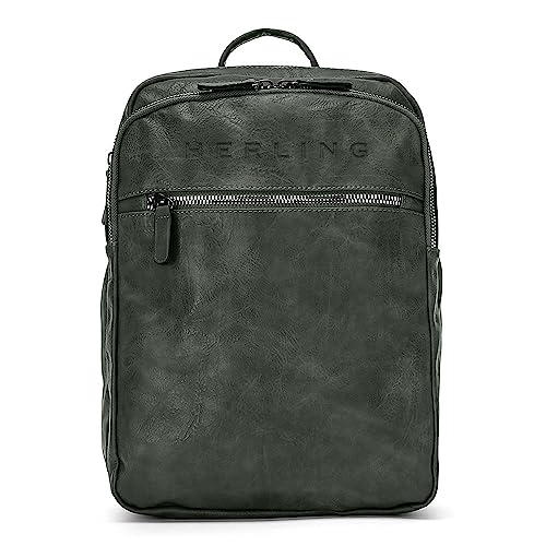 HERLING Rucksack Herren/Damen CAVENDISH Tragetasche PU-Leder Arbeitsrucksack (Pewter Green) von HERLING - research