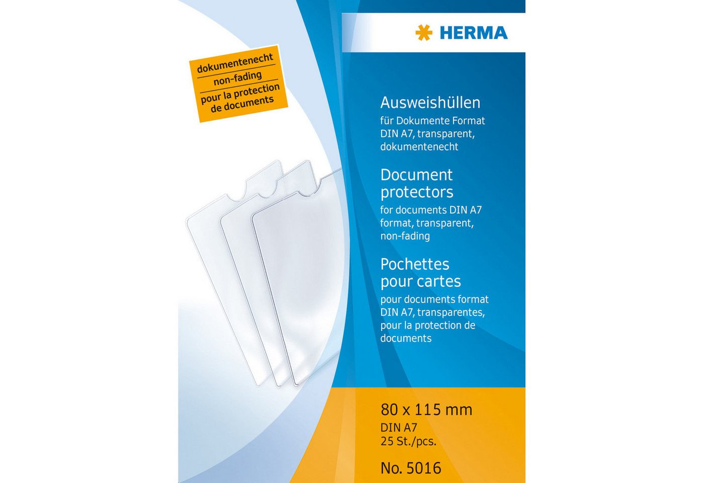 HERMA Dokumententasche Herma Ausweishülle PP transparent 80 x115 mm für Din A7 von HERMA