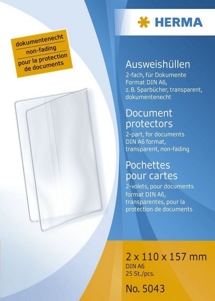 HERMA Kartenetui 5043 Ausweishüllen - 2x 110x157 mm (A6) Klapphüllen geprägt dokumenten von HERMA