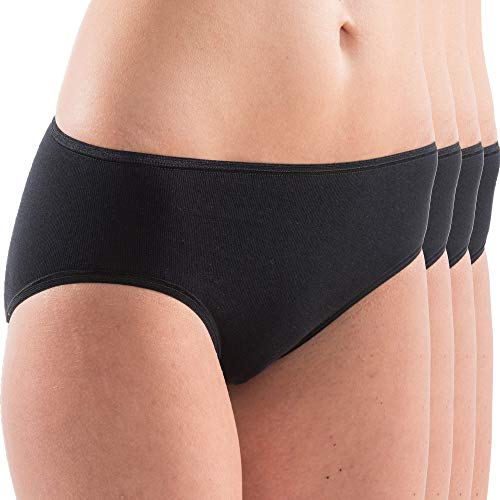 HERMKO 1031 Damen Midi-Slip Bio-Baumwolle 4er Pack (Weitere Farben), Farbe:schwarz, Größe:36/38 (S) von HERMKO