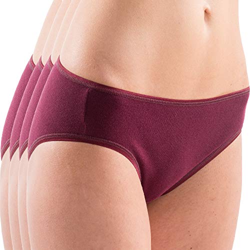 HERMKO 1031 Damen Midi-Slip Bio-Baumwolle 4er Pack (Weitere Farben), Farbe:Bordeaux, Größe:36/38 (S) von HERMKO