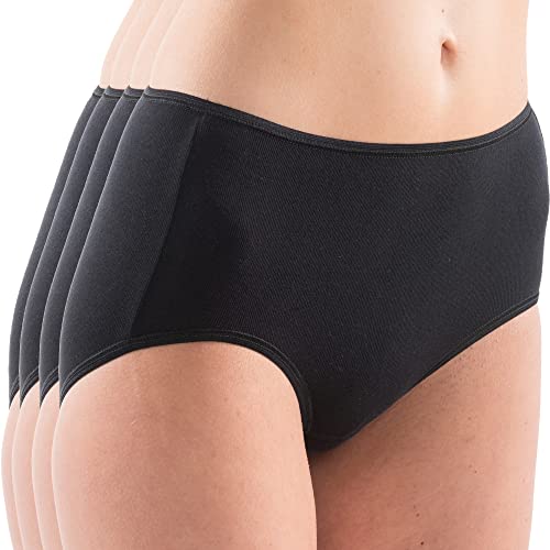 HERMKO 1150 4er Pack Damen Maxi-Slip mit elastischen Abschlüssen aus 100% Bio-Baumwolle, Farbe:schwarz, Größe:40/42 (M) von HERMKO
