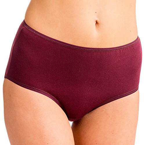 HERMKO 1150 Damen Taillenslip mit elastischen Abschlüssen aus 100% Bio-Baumwolle, Farbe:Bordeaux, Größe:52/54 (XXL) von HERMKO