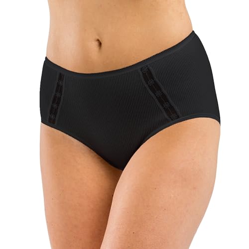 HERMKO 12503820 Damen Taillenslip Doppelripp mit Spitzendetail aus Bio-Baumwolle, Farbe:schwarz, Größe:36/38 (S) von HERMKO