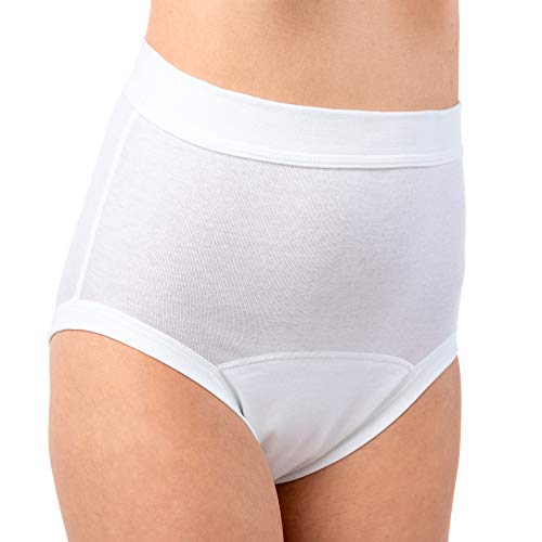 HERMKO 1265 2er Pack Damen Inkontinenz Slip mit Weichbund aus Bio-Baumwolle, Farbe:weiß, Größe:40/42 (M) von HERMKO