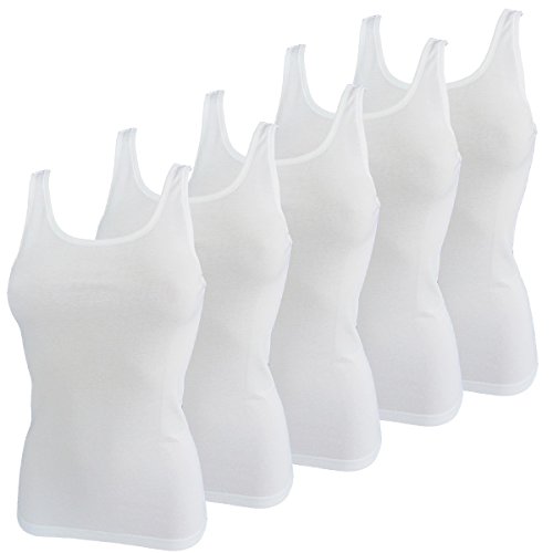 HERMKO 1310 5er Pack Damen Unterhemden - 100% Bio-Baumwolle in Feinripp - Hautfreundlich und Strapazierfähig - Bis Größe 68/70 - Perfekt für Jeden Tag, Farbe:weiß, Größe:64/66 (XXXXXL) von HERMKO