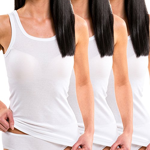 HERMKO 1325 3er-Pack Damen Longshirt | 100% Bio-Baumwolle | Basic Longtop | Öko-Tex Zertifiziert | Carré-Ausschnitt, Farbe:weiß, Größe:60/62 (XXXXL) von HERMKO