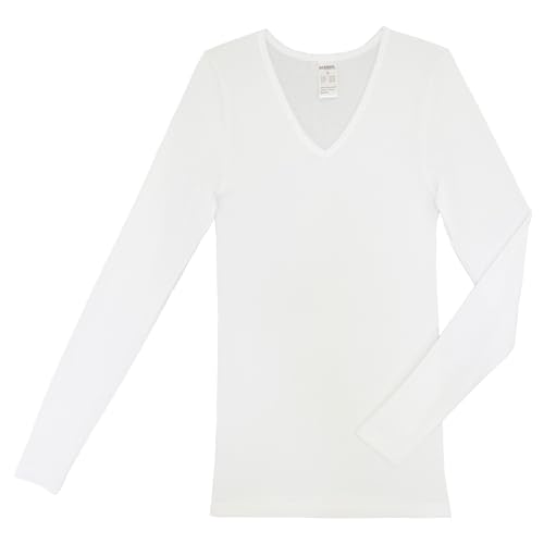 HERMKO 13680 Damen Langarm Unterhemd mit V-Ausschnitt, Farbe:weiß, Größe:52/54 (XXL) von HERMKO