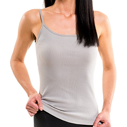 HERMKO 1560 Damen Träger Top - 100% Bio-Baumwolle, Unterhemd mit Spaghettiträger - Weich & Strapazierfähig, Farbe:grau, Größe:52/54 (XXL) von HERMKO