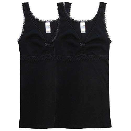 HERMKO 15804740 2er Pack Damen BH-Hemd aus 100% Bio-Baumwolle, Farbe:schwarz, Größe:36/38 (S) von HERMKO