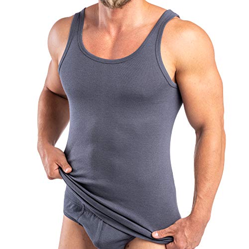 HERMKO 16000 Herren Unterhemd aus weichem Baumwolle/Modal, Größe:D 4 = EU S, Farbe:Graphit von HERMKO