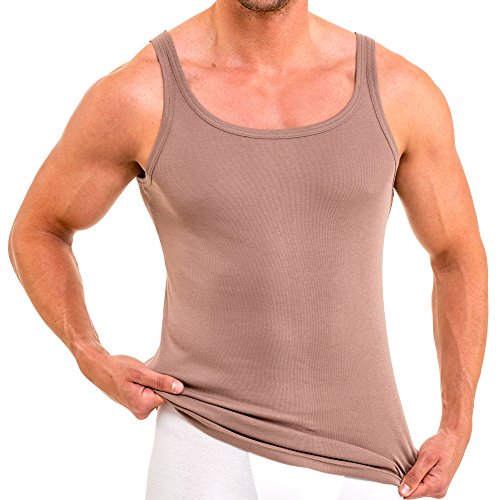 HERMKO 16000 Herren Unterhemd aus weichem Baumwolle/Modal, Größe:D 9 = EU 3XL, Farbe:Taupe von HERMKO