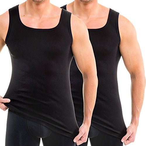HERMKO 16025 2er Pack Herren Unterhemd aus Baumwolle/Modal, Größe:D 9 = EU 3XL, Farbe:schwarz von HERMKO