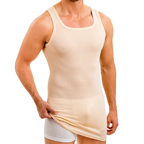 HERMKO 16027 Herren extralanges Unterhemd aus Baumwolle/Modal, Größe:D 7 = EU XL, Farbe:Cream von HERMKO