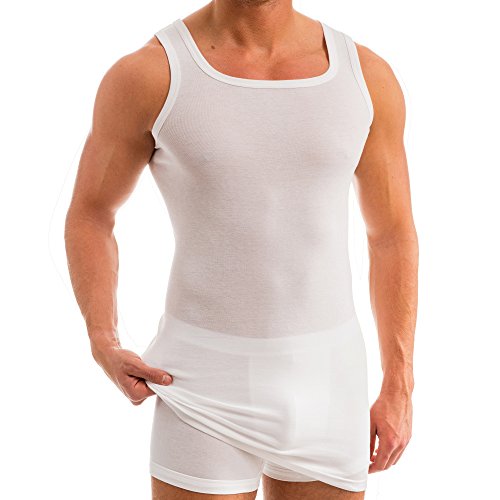 HERMKO 16027 Herren extralanges Unterhemd aus Baumwolle/Modal, Größe:D 7 = EU XL, Farbe:weiß von HERMKO