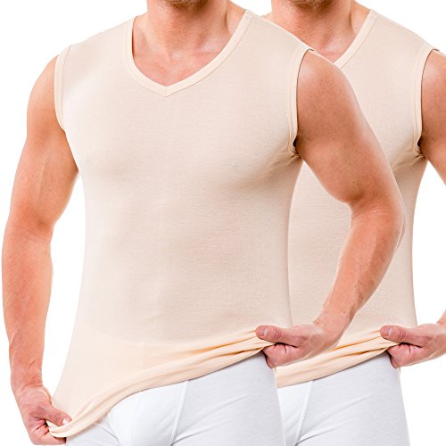 HERMKO 16050 2er Pack Herren Business Unterhemd mit V-Ausschnitt, Größe:D 5 = EU M, Farbe:Cream HERMKO 16050 2er Pack Herren Business Unterhemd mit V-Ausschnitt, Größe:D 5 = EU M, Farbe:Cream von HERMKO