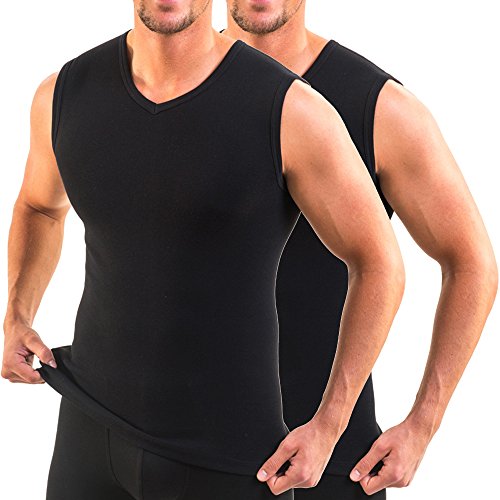 HERMKO 16050 2er Pack Herren Business Unterhemd mit V-Ausschnitt, Größe:D 6 = EU L, Farbe:schwarz von HERMKO