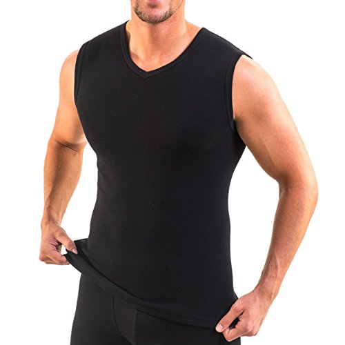 HERMKO 16050 Herren Business Muskelshirt V-Neck angenehm weich Dank Modal, Größe:D 12 = EU 6XL, Farbe:schwarz von HERMKO