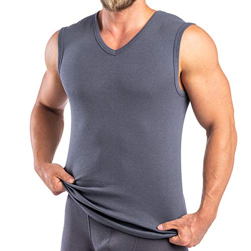 HERMKO 16050 Herren Business Muskelshirt V-Neck angenehm weich Dank Modal, Größe:D 5 = EU M, Farbe:Graphit von HERMKO