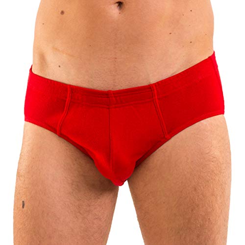 HERMKO 16300 Herren Sportslip aus Baumwolle/Modal, Sportslip ohne Eingriff mit weichem Bund für Männer, Größe:D 5 = EU M, Farbe:rot von HERMKO