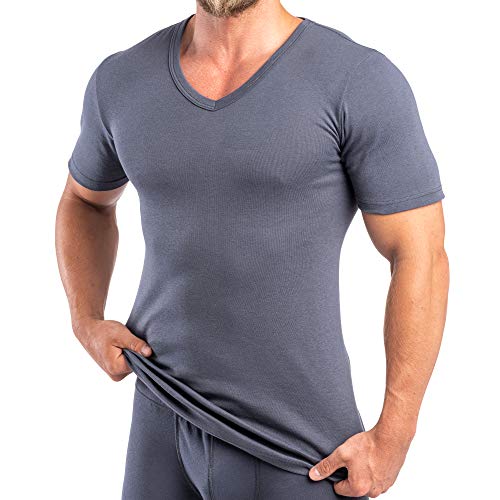 HERMKO 16488 2er Pack Herren Kurzarm Business Unterhemd mit V-Ausschnitt Shirt aus Baumwolle/Modal, Größe:D 12 = EU 6XL, Farbe:Graphit von HERMKO