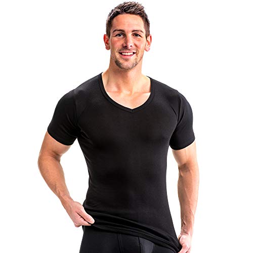 HERMKO 16488 2er Pack Herren Kurzarm Business Unterhemd mit V-Ausschnitt Shirt aus Baumwolle/Modal, Größe:D 8 = EU XXL, Farbe:schwarz von HERMKO