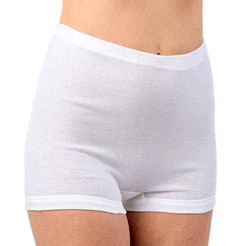 HERMKO 1650 Damen Pagen aus 100% Bio-Baumwolle, kochfeste und trocknergeeignete Unterhose mit kurzem Bein und Tunnelzug, Schlüpfer, Farbe:weiß, Größe:60 (XXXXL) von HERMKO