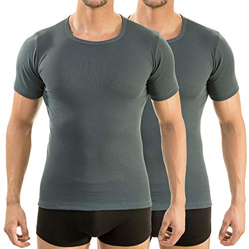 HERMKO 16800 2er Pack Herren Business Kurzarm Unterhemd angenehm weich Dank Modal, Größe:D 10 = EU 4XL, Farbe:Graphit von HERMKO