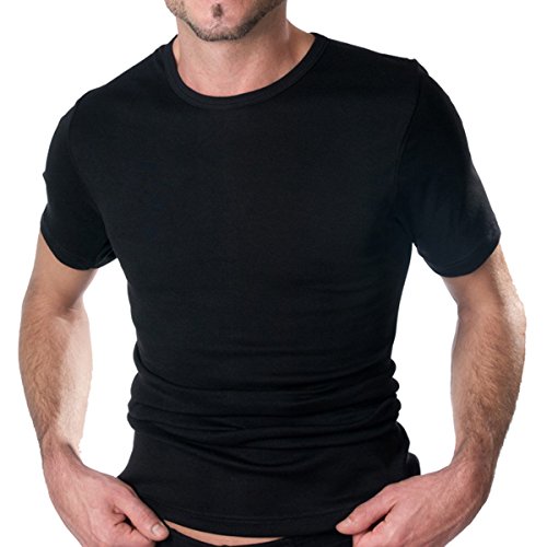 HERMKO 16800 Herren Kurzarm Shirt Unterhemd mit 1/4-Arm aus Baumwolle/Modal, Halbarm T-Shirt Zertifiziert nach Oeko-TEX® Standard 100. 06.0.41689. 06.0.41689, Größe:D 9 = EU 3XL, Farbe:schwarz von HERMKO