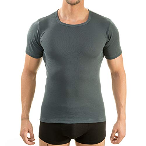 HERMKO 16800 Herren Kurzarm Shirt Unterhemd mit 1/4-Arm aus Baumwolle/Modal, Halbarm T-Shirt Zertifiziert nach Oeko-TEX® Standard 100. 06.0.41689. 06.0.41689, Größe:D 10 = EU 4XL, Farbe:Graphit von HERMKO