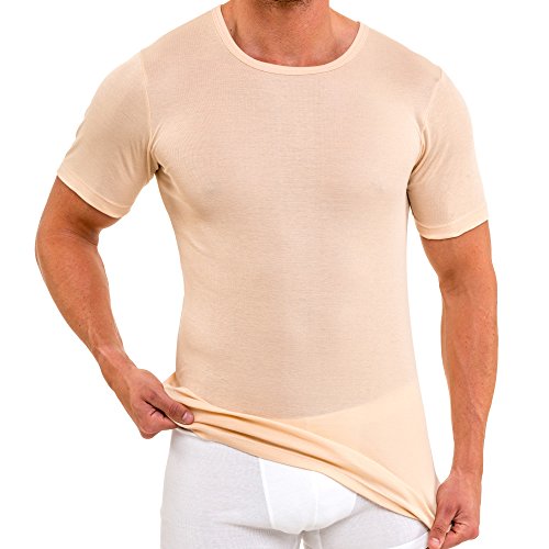 HERMKO 16800 Herren Kurzarm Shirt Unterhemd mit 1/4-Arm aus Baumwolle/Modal, Halbarm T-Shirt Zertifiziert nach Oeko-TEX® Standard 100. 06.0.41689. 06.0.41689, Größe:D 4 = EU S, Farbe:Cream von HERMKO