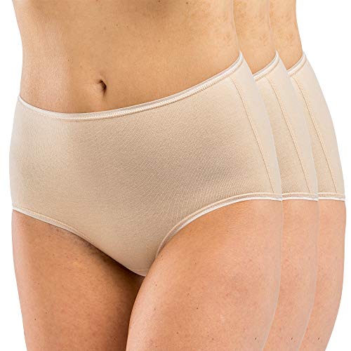 HERMKO 17011 3er Pack Damen Maxi-Slip aus Baumwolle/Modal, Farbe:Cream (hautfarben), Größe:44/46 (L) von HERMKO