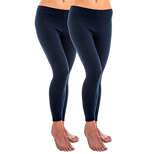 HERMKO 1720 2er Pack Damen Legging aus 100% Bio-Baumwolle, Legging, Farbe:Marine, Größe:36/38 (S) von HERMKO