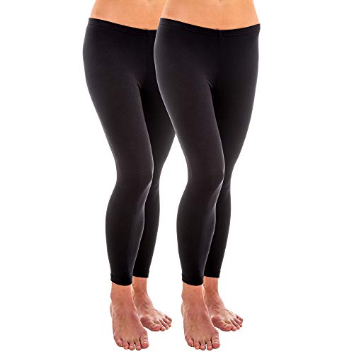 HERMKO 1720 2er Pack Damen Legging aus 100% Bio-Baumwolle, Legging, Farbe:schwarz, Größe:32/34 (XS) von HERMKO